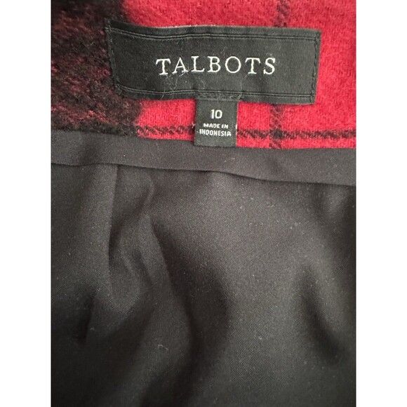 Talbots Pencil Skirt Red & Black Plaid Buffalo Check Window Pane Wool Blend 10 - Picture 4 of 7